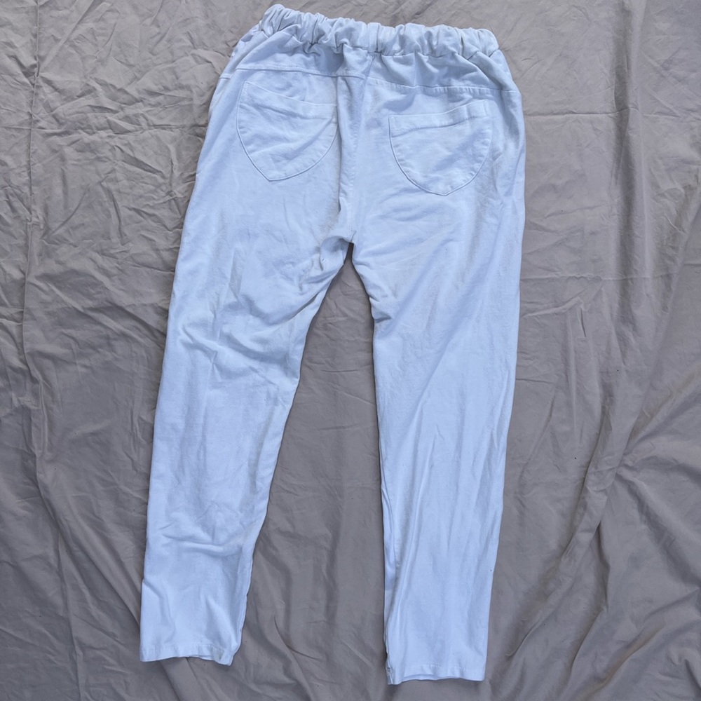 White Joggers with Sequins and Quote - Picture 3 of 4